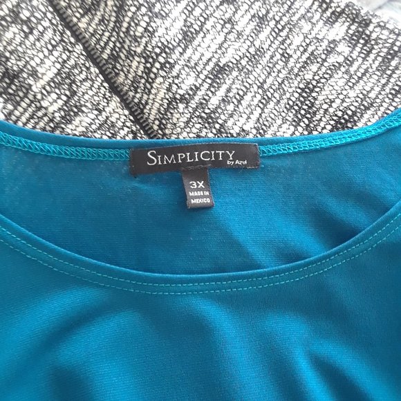 Simplicity by Azul Teal Side Gathered Blouse 3X - Picture 9 of 11